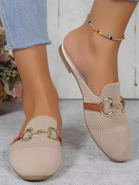

Casual Plain All Season Mesh Fabric Mules, Apricot, Flats