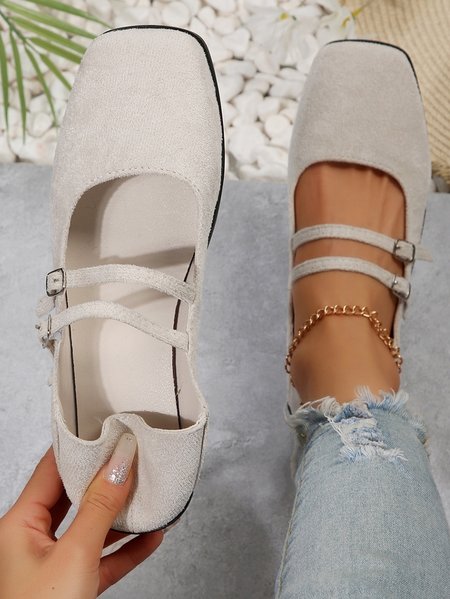 

Casual All Season Faux Suede Shallow Shoes, Light gray, Flats