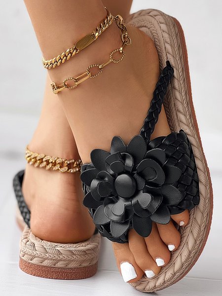 Pu Casual Summer Floral Slide Sandals