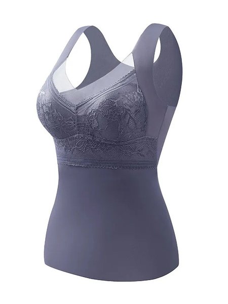 

Casual Plain Tank Top, Gray purple, Lingeries