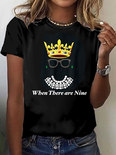 

Casual Text Letters Crew Neck Short Sleeve T-shirt, Black, T-shirts