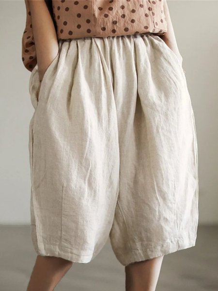 

Casual Loose Pants, Beige, Shorts