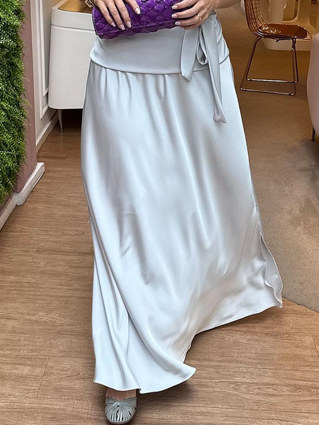 

Elegant Plain Loose Maxi Skirt, As picture, Skirts