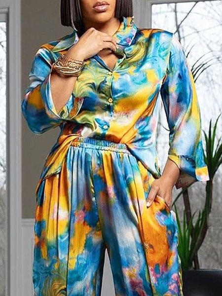 

Urban Loose Gradient Pattern Shirt Collar Shirt, Multicolor, Blouses and Shirts
