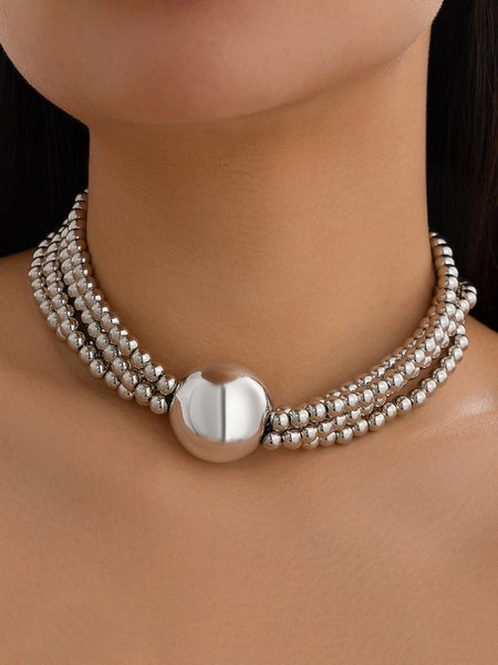 

Elegant Beaded Multi-layer Necklace, Silver, Necklaces