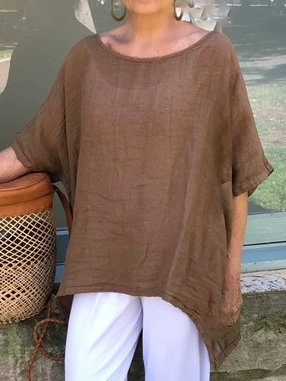 

Plain Casual Crew Neck Shirt, Coffee, Blouses & Shirts