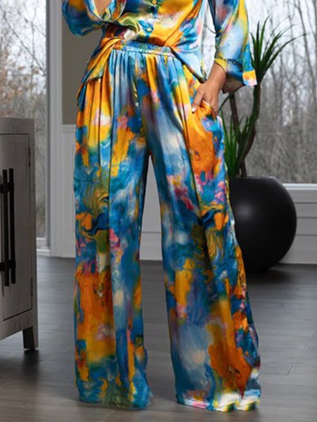 

Urban Gradient Pattern Fashion Wide Leg Pants, Multicolor, Pants