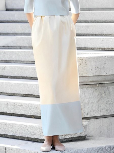 

Elegant Color Block Regular Fit Skirt, As picture, Skirts