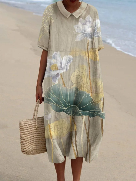 

Floral Casual Dress With No, As picture, Maxi Dresses