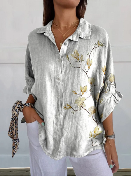 

Casual Floral Shirt, White, Blouses & Shirts