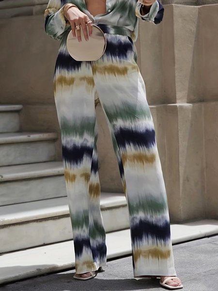 

Loose Pocket Stitching Tie-Dye Pattern Casual Pants, As picture, Pants