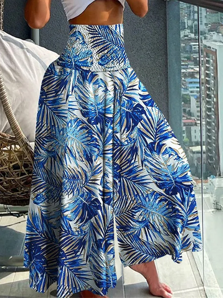 

Loose Vacation Long Pants Wide leg pants, Blue, Pants