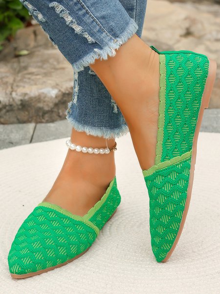 

All Season Mesh Fabric Casual Plain Shallow Shoes, Green, Flats