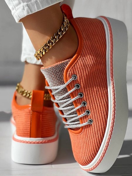 

Casual Fabric All Season Skate Shoes, Orange, Flats