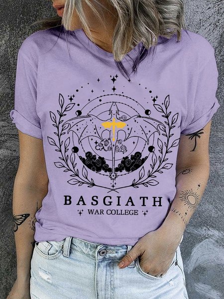 

Fourth Wing Romantasy Fantasy Casual Regular Fit Cotton T-Shirt, Purple, T-shirts