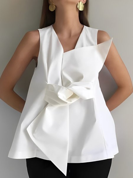 

Urban Knot Front Plain Sleeveless Tank Top, White, Tanks and Camis