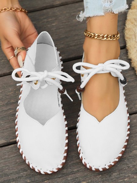 

Plain Casual Pu All Season Shallow Shoes, White, Shoes