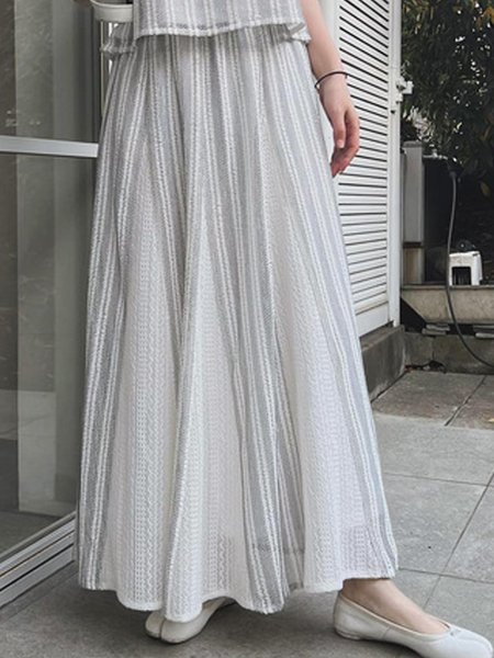 

Loose Striped Casual Skirt, As picture, Skirts