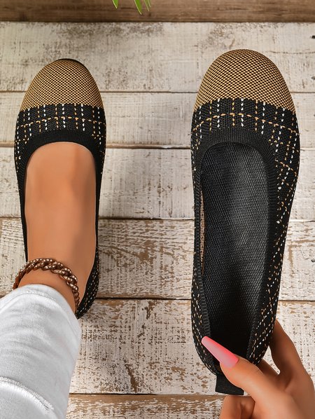 

Mesh Fabric Casual All Season Shallow Shoes, Black, Flats