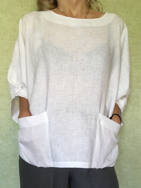 Cotton Casual Blouse, White, Blouses & Shirts