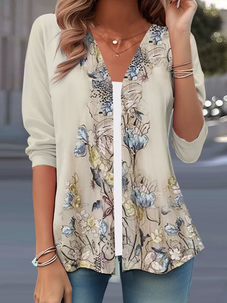 

Women's Floral Regular Loose Kimono, Khaki, Cardigans