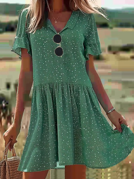 

Casual Loose Dress, Green, Midi Dresses