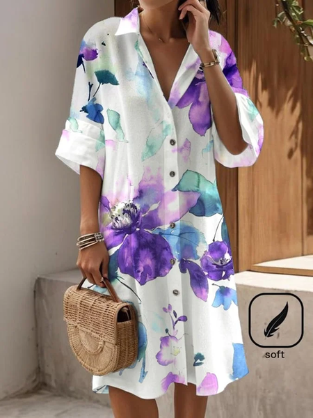 

Casual Floral Dress With No, As picture, Midi Dresses