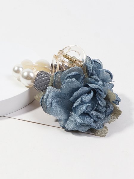 

Elegant Faux Pearl Flower Decor Hair Claw, Blue, Jewelry