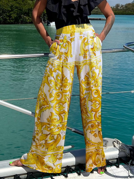 

Loose Vacation Loose Long Pants Straight pants, As picture, Pants
