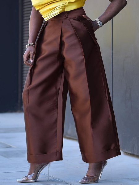 

Urban Regular Fit Plain Fashion Pants, Brown, Pants