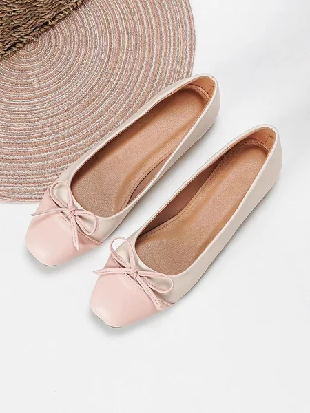 

Bowknot Colorblock Ballet Flats, Pink, Flats