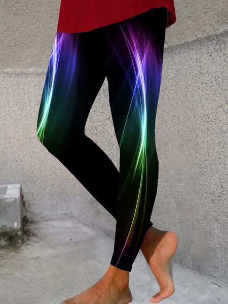 

Casual Abstract Long Leggings, Black, Leggings