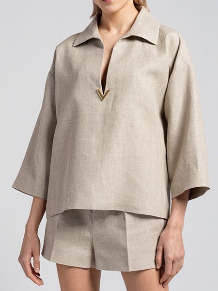 

Urban Shawl Collar Blouse, Khaki, Blouses and Shirts