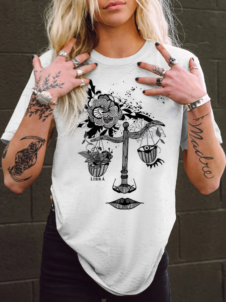 

Women's Short Sleeve Tee T-shirt Summer Random Print Printing Cotton Crew Neck Daily Going Out Casual Top White, T-Shirts