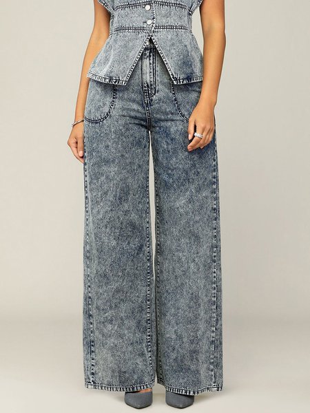 

Casual Plain Denim Regular Fit Jeans, Blue, Jeans