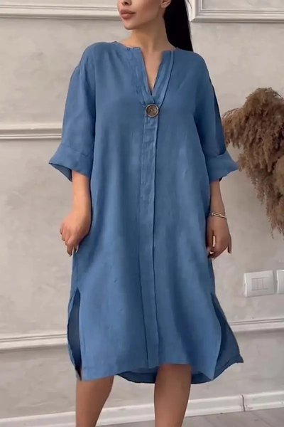 

Casual Plain Dress With No, Blue, Midi Dresses