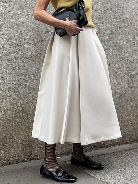 

Daily Plain High Waist Skirt, White, Skirts