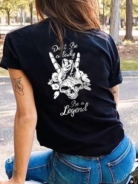 

Women's Short Sleeve Tee T-shirt Summer Text Letters Printing Cotton Crew Neck Daily Going Out Casual Top Black, T-Shirts