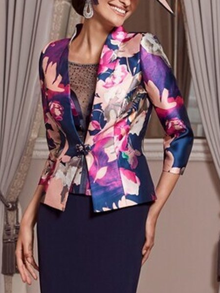 

Random Print Regular Fit Elegant Jacket, As picture, Jackets