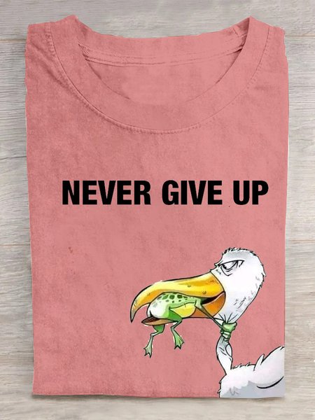 

Crew Neck Loose Cartoon Casual T-Shirt, Orange pink, T-shirts
