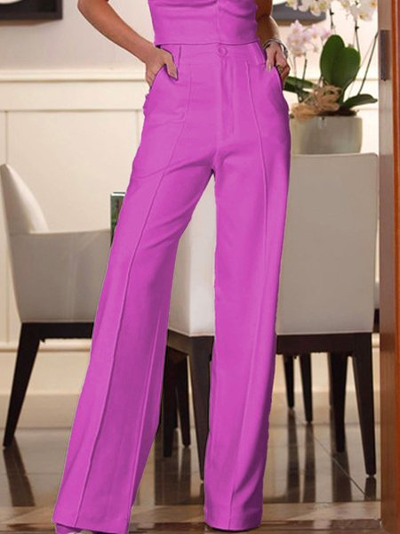 Regular Fit Urban Plain Pants, As picture, Pants