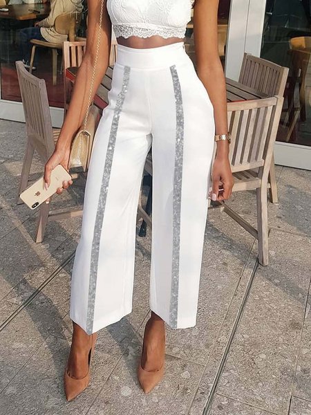 Urban Regular Fit Plain Fashion Pants, White, Pants