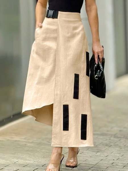 

Urban Pocket Stitching Regular Fit Skirt, Khaki, Skirts