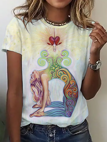 

Casual Figure Crew Neck Short Sleeve T-shirt, Multicolor, T-shirts