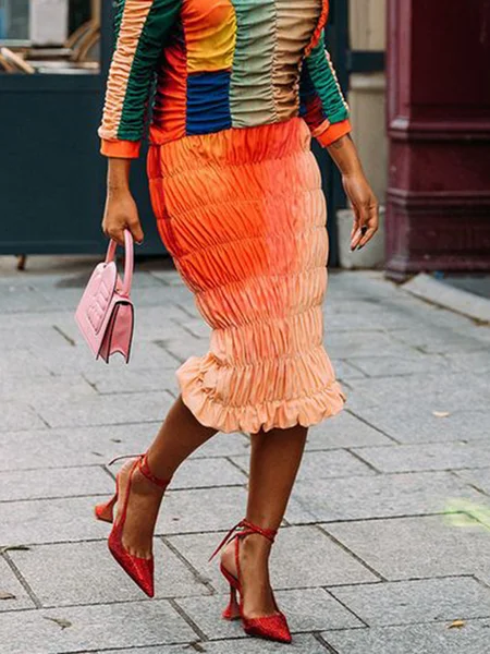 

Urban Ombre Scramble Tight Midi Skirt, As picture, Skirts