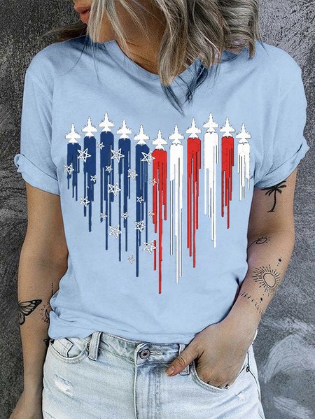

American flag love fighter 4th of july T-Shirt, Light blue, T-shirts