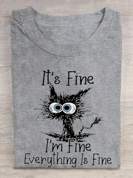 

Cotton Casual Loose T-Shirt, Gray, T-shirts