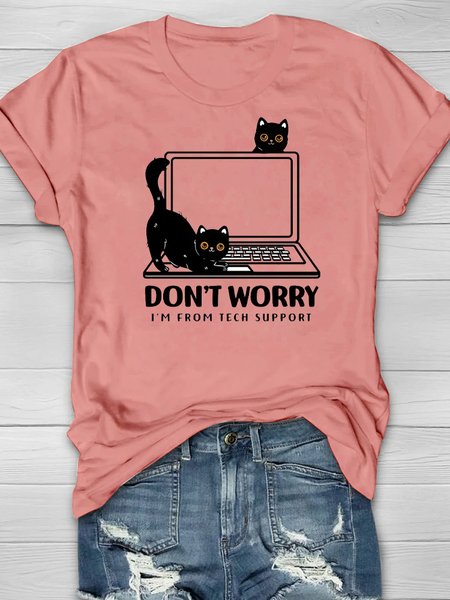 

Casual Text Letters Crew Neck Short Sleeve T-shirt, Orange pink, T-shirts