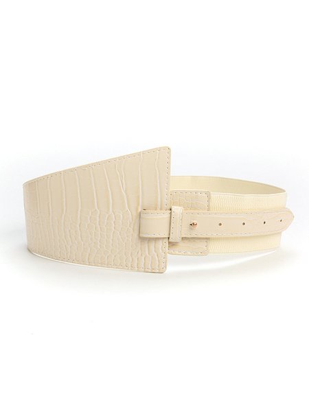

Irregular Embossed Elastic Wide Belt, Beige, Belts