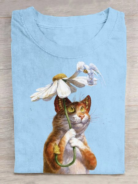 

Casual Loose T-Shirt, Light blue, T-shirts